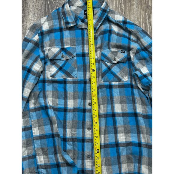 Fox Button Down Shirt Men's Size Large Font Pockets Plaid Blue - Picture 5 of 6